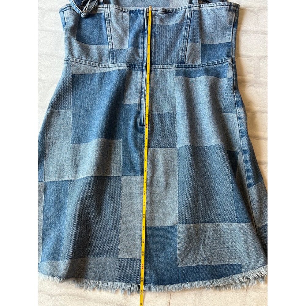 Patchwork Denim Mini Dress / western y2k indie sleaze 100%cotton - Picture 7 of 7